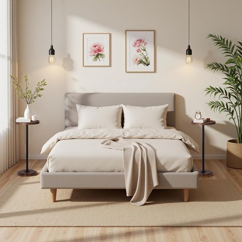 Modern Round Side Table Chic Wood Grain Versatile End Table Portable Setup New