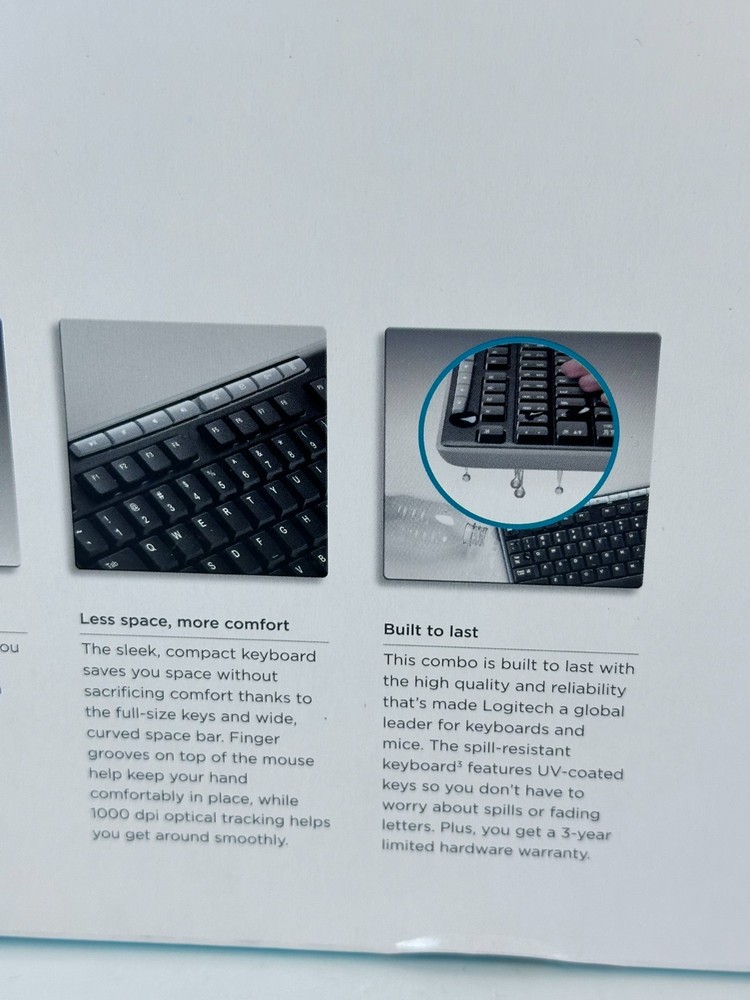 Logitech MK260 Wireless Keyboard Mouse Combo Black USB Receiver Open Box