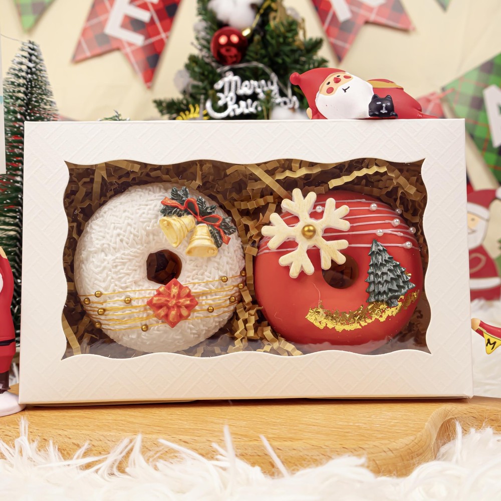 50pcs White Cookie Boxes with Window 7"x4.5"x1.5" Small Bakery Packagin