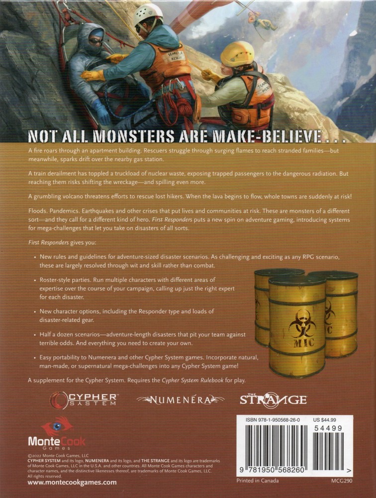 First Responders RPG rules & guidelines supplement hard cover book