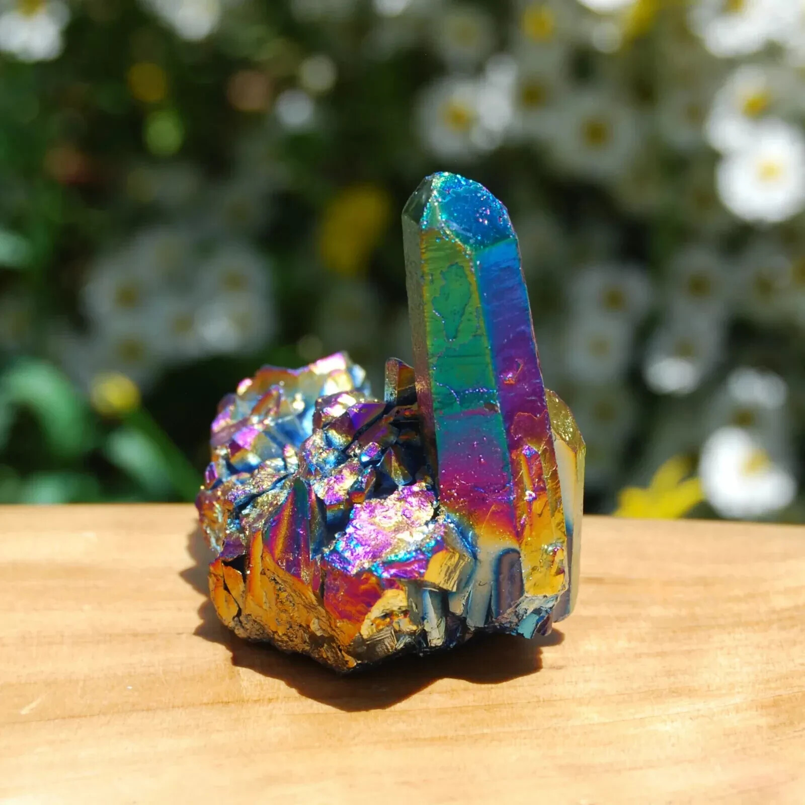 1pc Titanium Aura Rainbow Quartz Crystal Multicolor Cluster Healing Home Decor