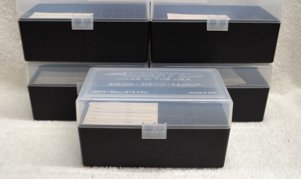 5 x AMMO BOXES CLEAR 50 Round 308 / 243 / More- Berry's Plastic Container
