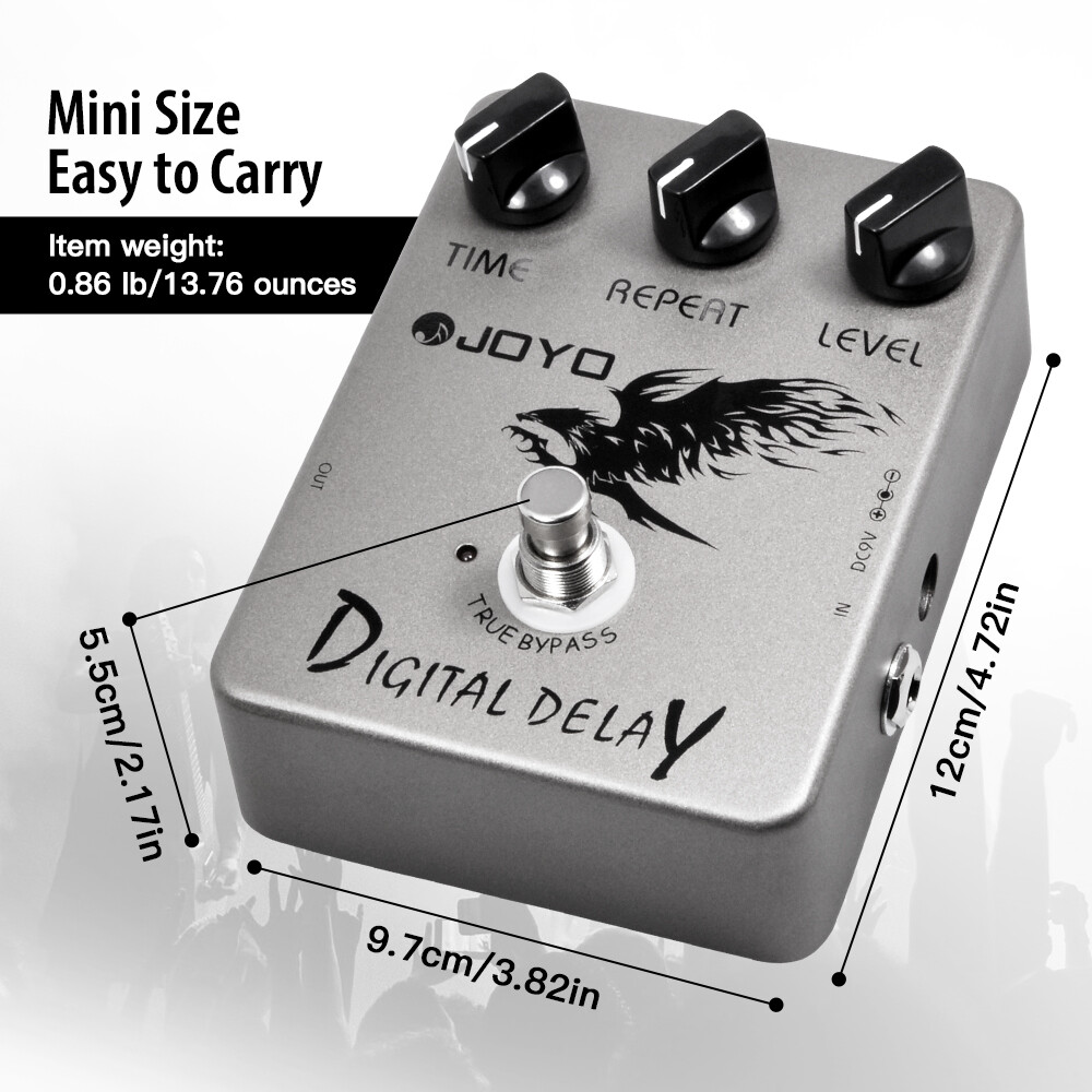 JOYO Digital Delay Guitar Pedal Range True Bypass Time/Repeat/Level Open Box