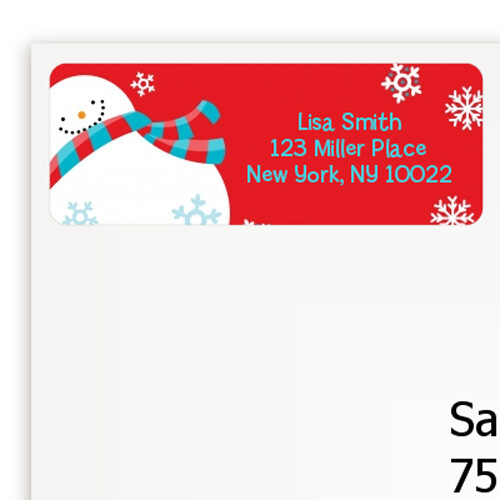 Snowman Fun - Christmas Personalized Return Address Rectangle 27 Stickers