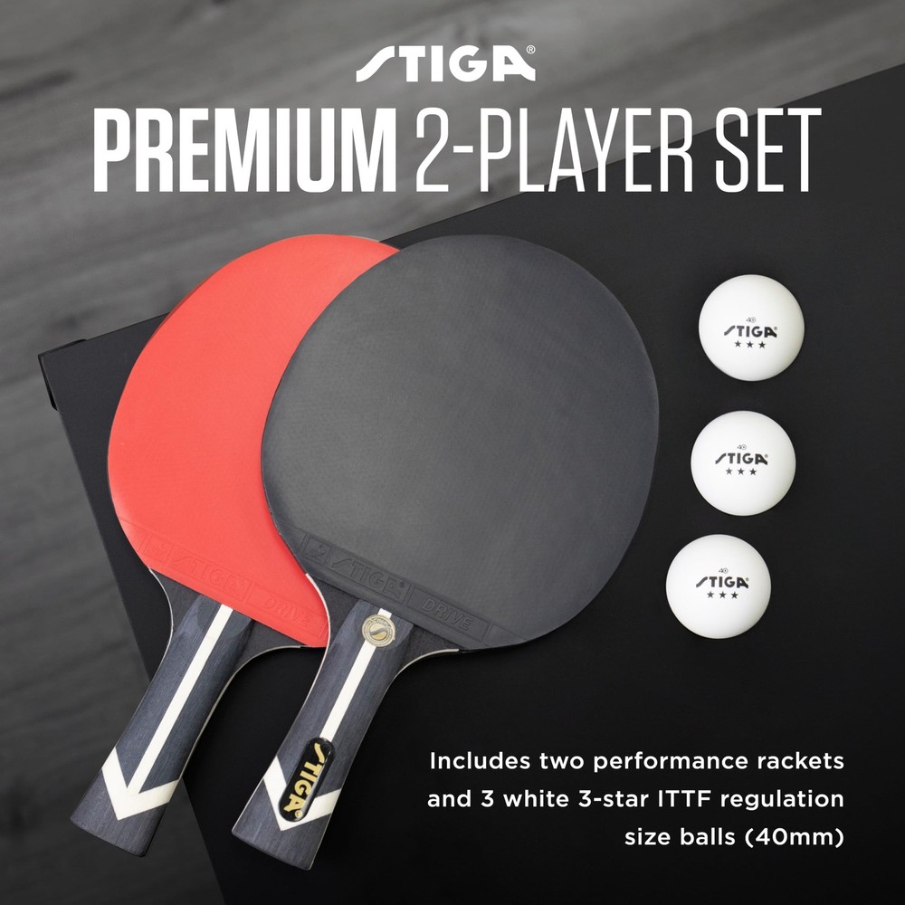 STIGA Premium 2‑Player Table Tennis Set – Includes 2 ITTF Approved Paddles, 3...