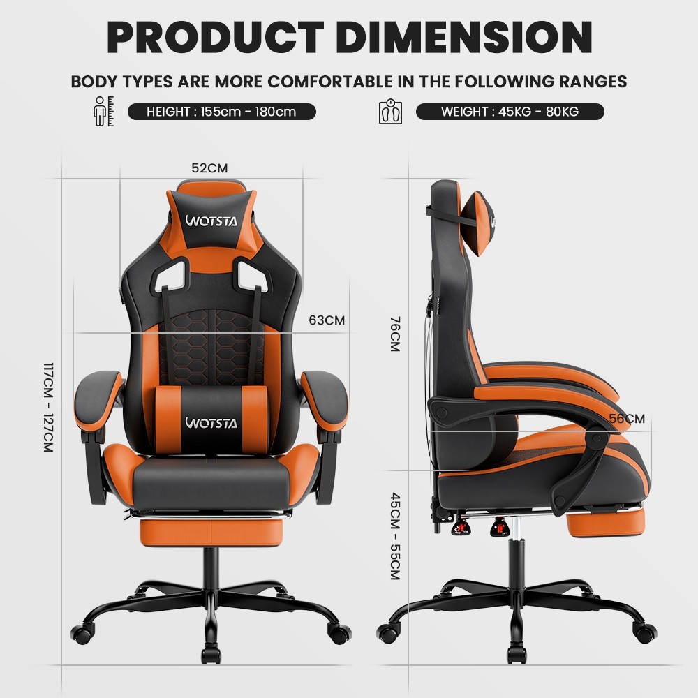 Gaming Chair with Massage,Ergonomic PC Computer Chair with Footrest Comfortable