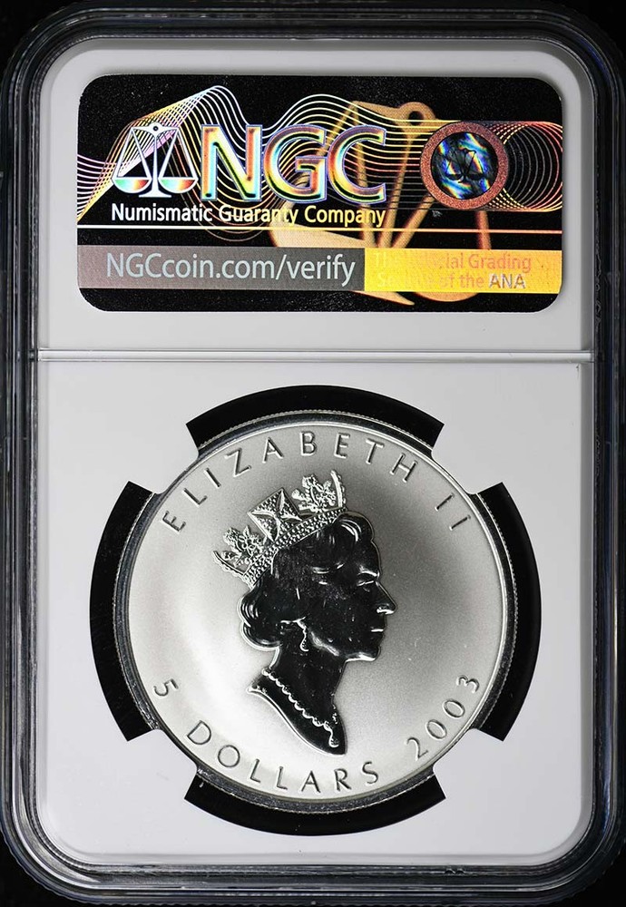 2003 CANADA MAPLE LEAF GOOD FORTUNE S$5 NGC SP69