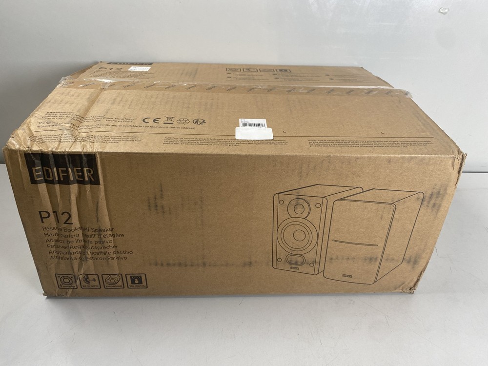 Edifier P12 Passive 2-Way Brown Bookshelf Speaker w/ Built-In Wall-Mount Bracket