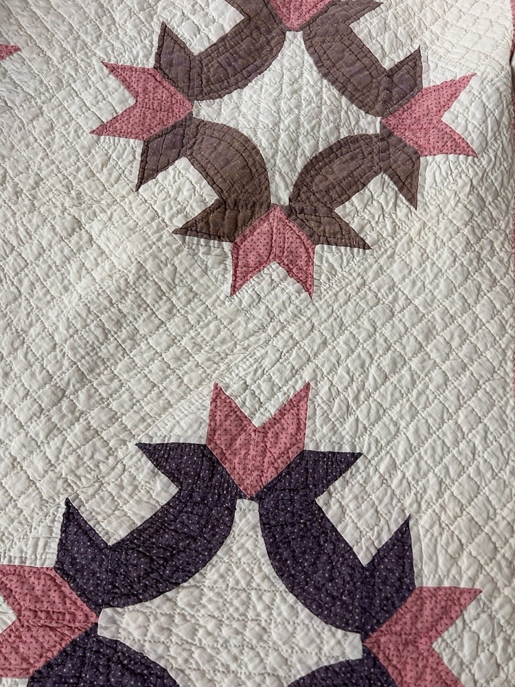 Antique 1800’s Hand Sewn Quilt Tiny Stitches Unique Pattern