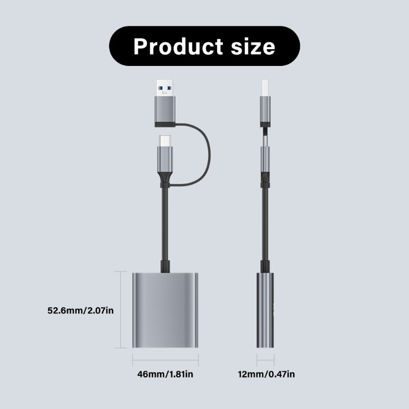 Ergonomic XQD Memory Reader USB3.0 Type C Interfaces For Photo Video File