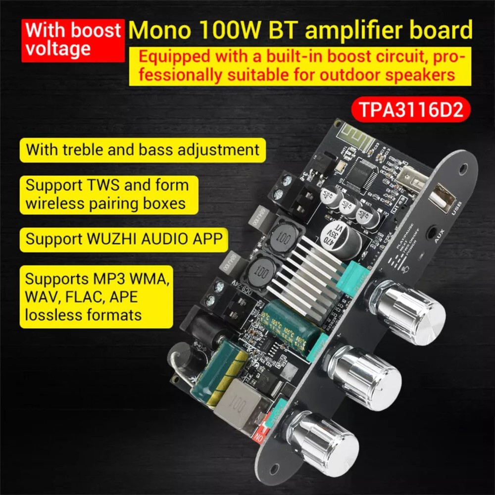 Audio Amplifier Board features input short-circuit, and anti-static protection