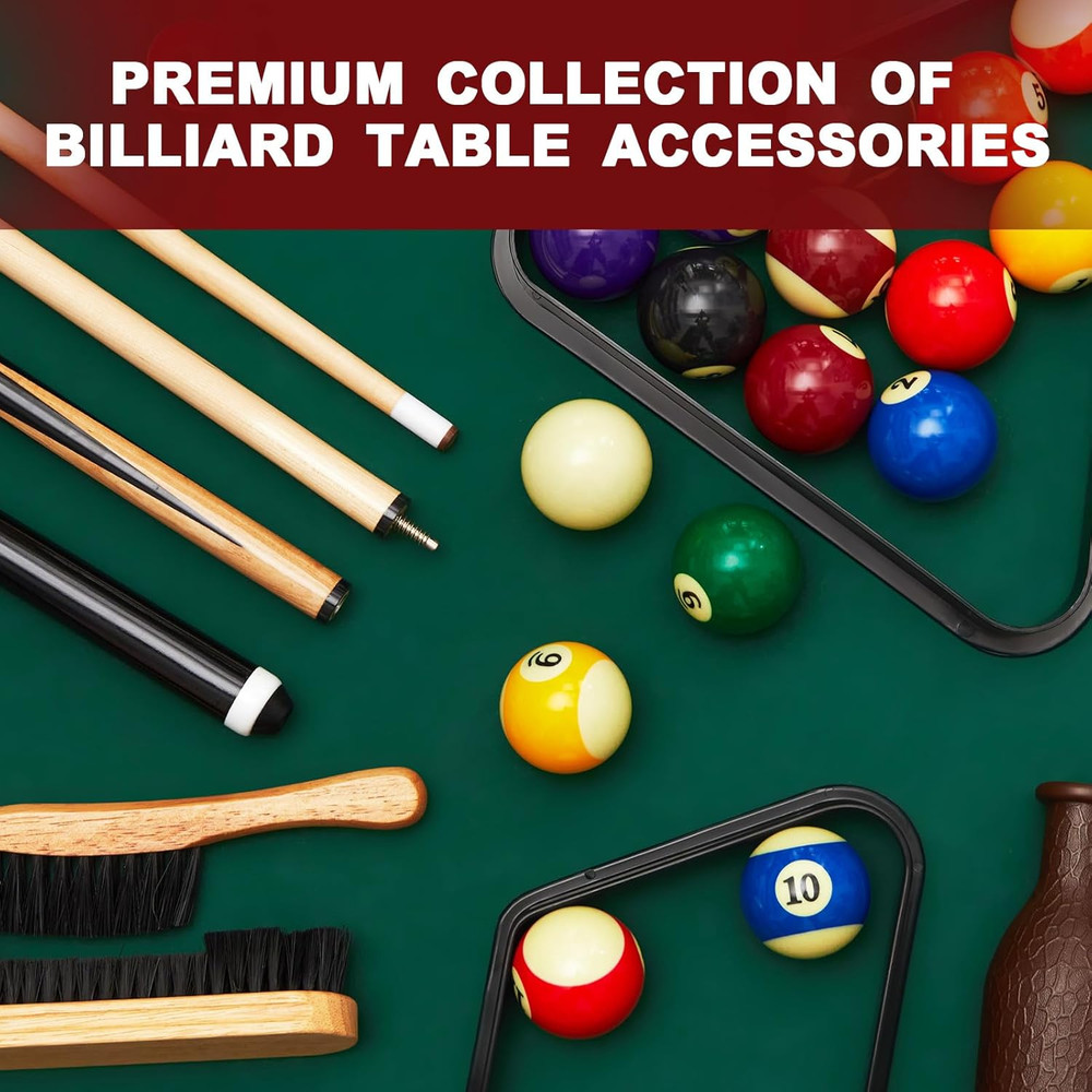 Complete 55-Piece Pool Table Accessory Set with Billiard Balls & Cues