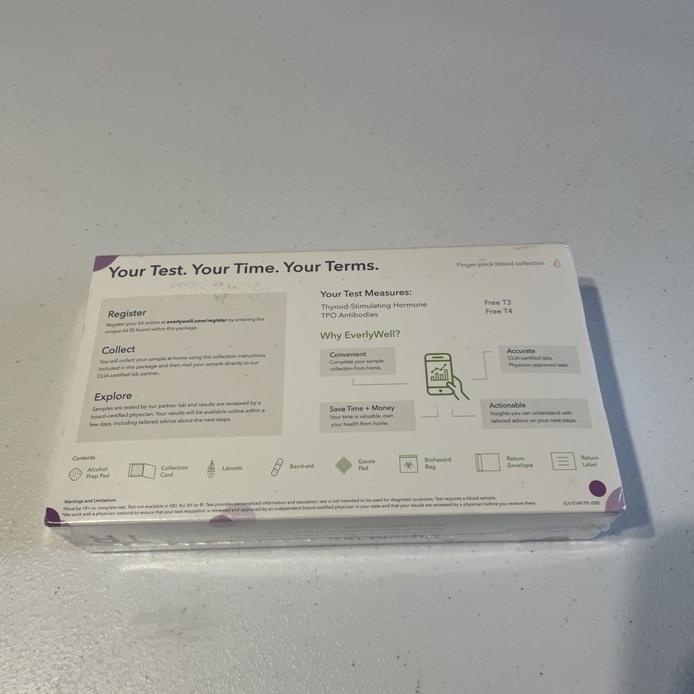 1 New Everlywell Thyroid Test Kit