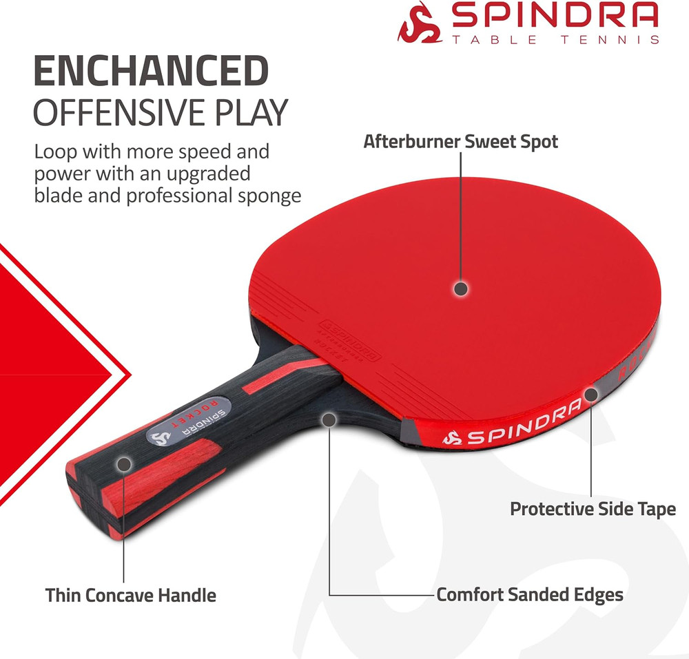Rocket Performance Level Ping Pong Paddle, Intermediate/Advanced Table Tennis Pa