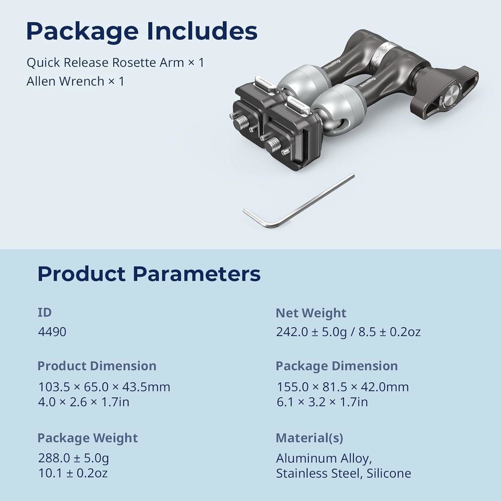 SmallRig HawkLock H21 Quick Release Rosette Magic Arm Max Load Capacity 3.5KG