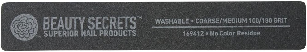 Beauty Secrets 100/180 Rectangular Bla Cush Nail File Bla