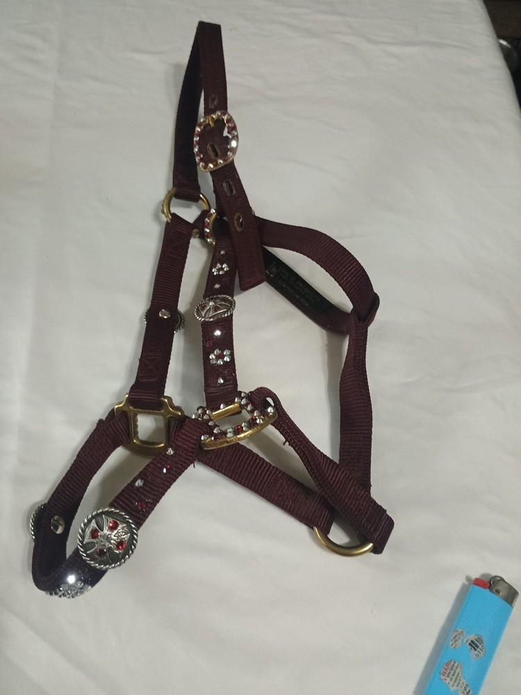 Maroon Bling Horse Halter