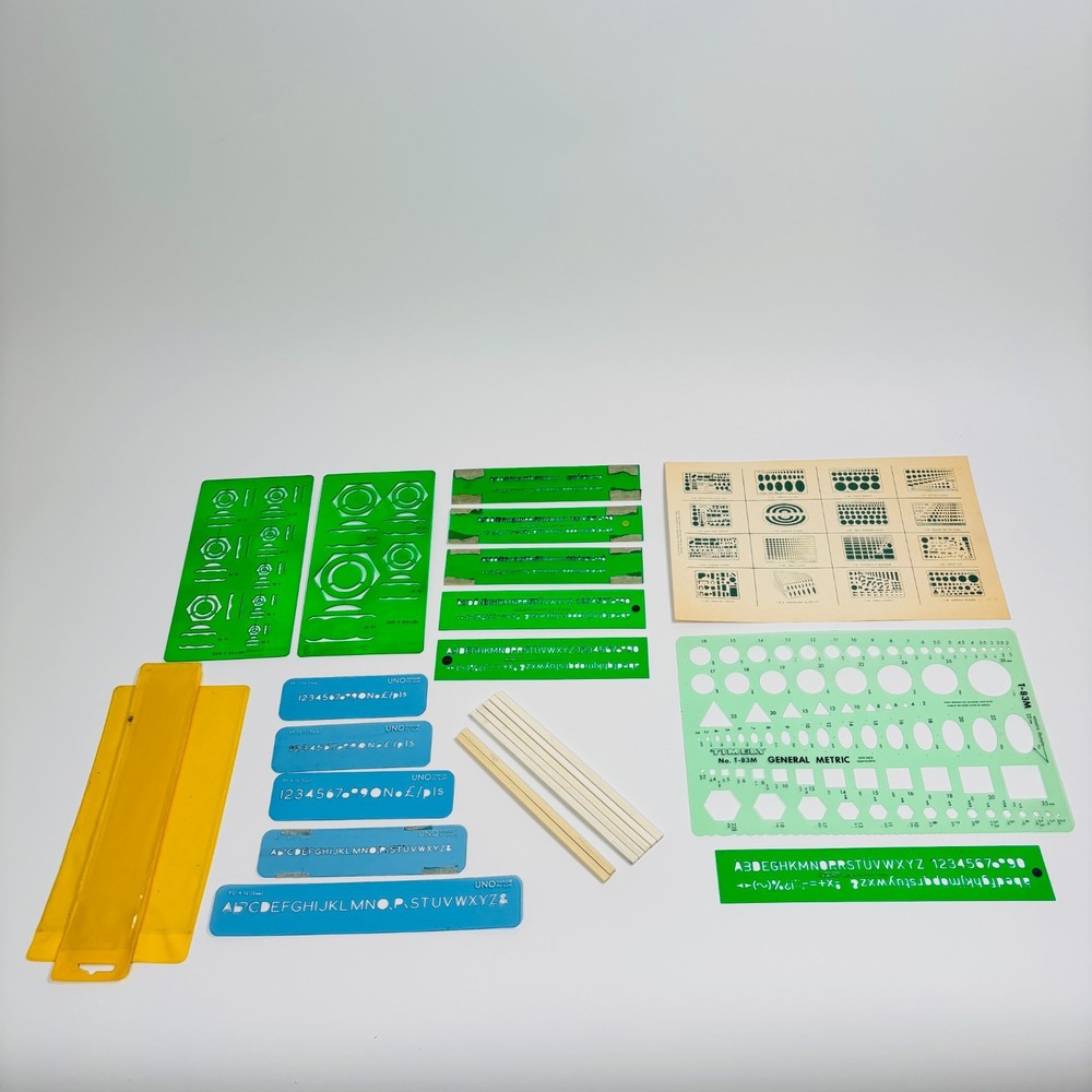 Technical Drawing Stencils Uno Hellerman Timely T-83M Vintage