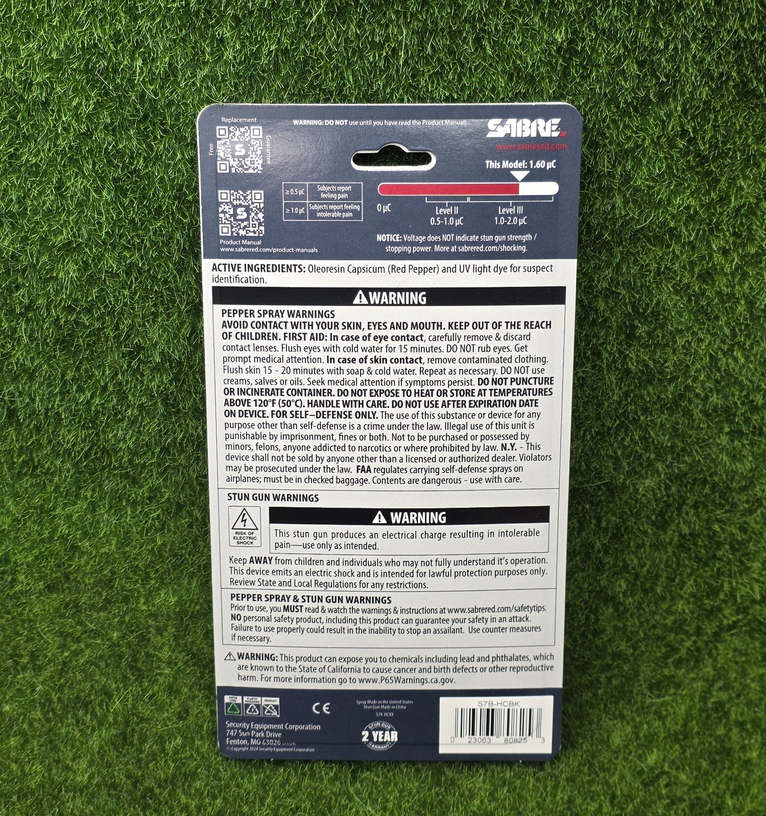 Sabre Stun Gun S-1005 120 Lumen Flashlight & Pepper Spray Combo - S7B-HCBK