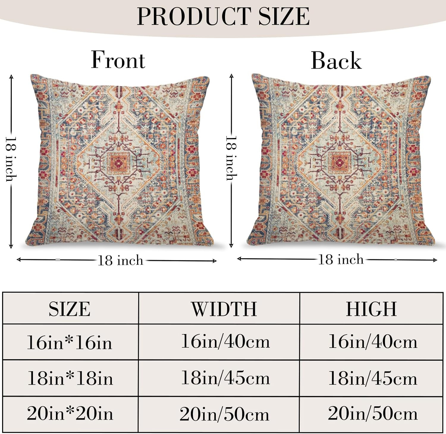 Boho Throw Pillow Covers 18x18 inch Set of 2,Bohemian Vintage Carpet Pattern Ant