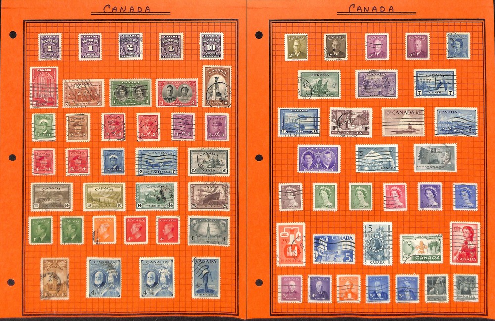 Canada Stamp Collection on 21 Quad & Stock Pages, Nice Selection