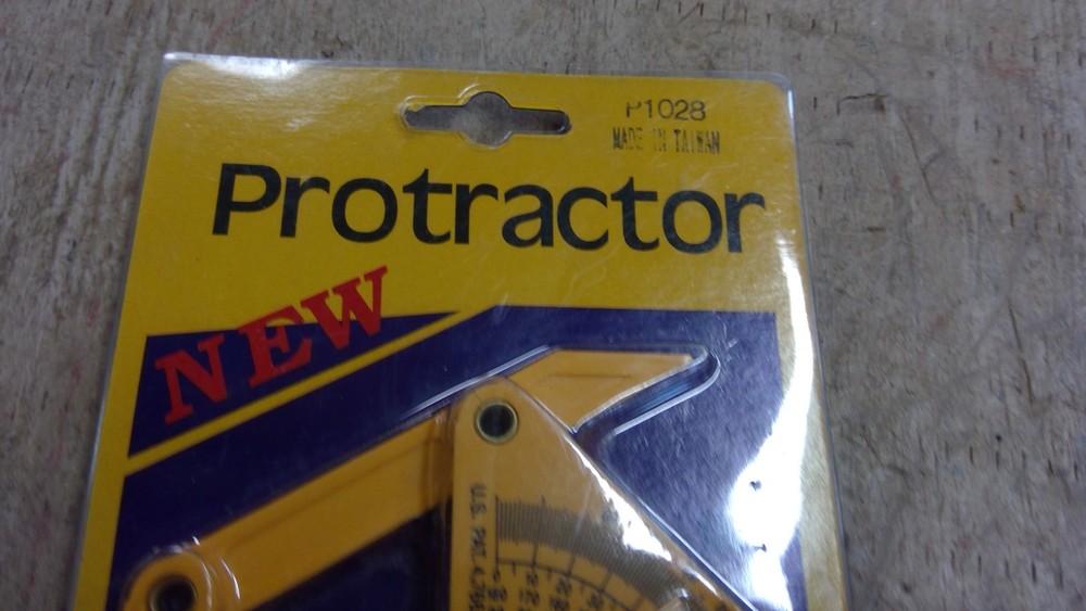 NOS Protractor Angle Finder, Adjustable Protractor 0°-180° Yellow
