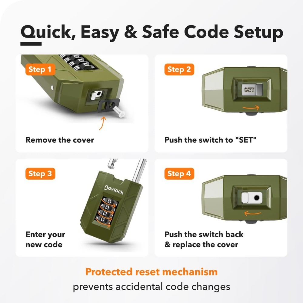 Combination Lock for Locker, 4-Digit Padlock with Code for Gym, School, Home ...