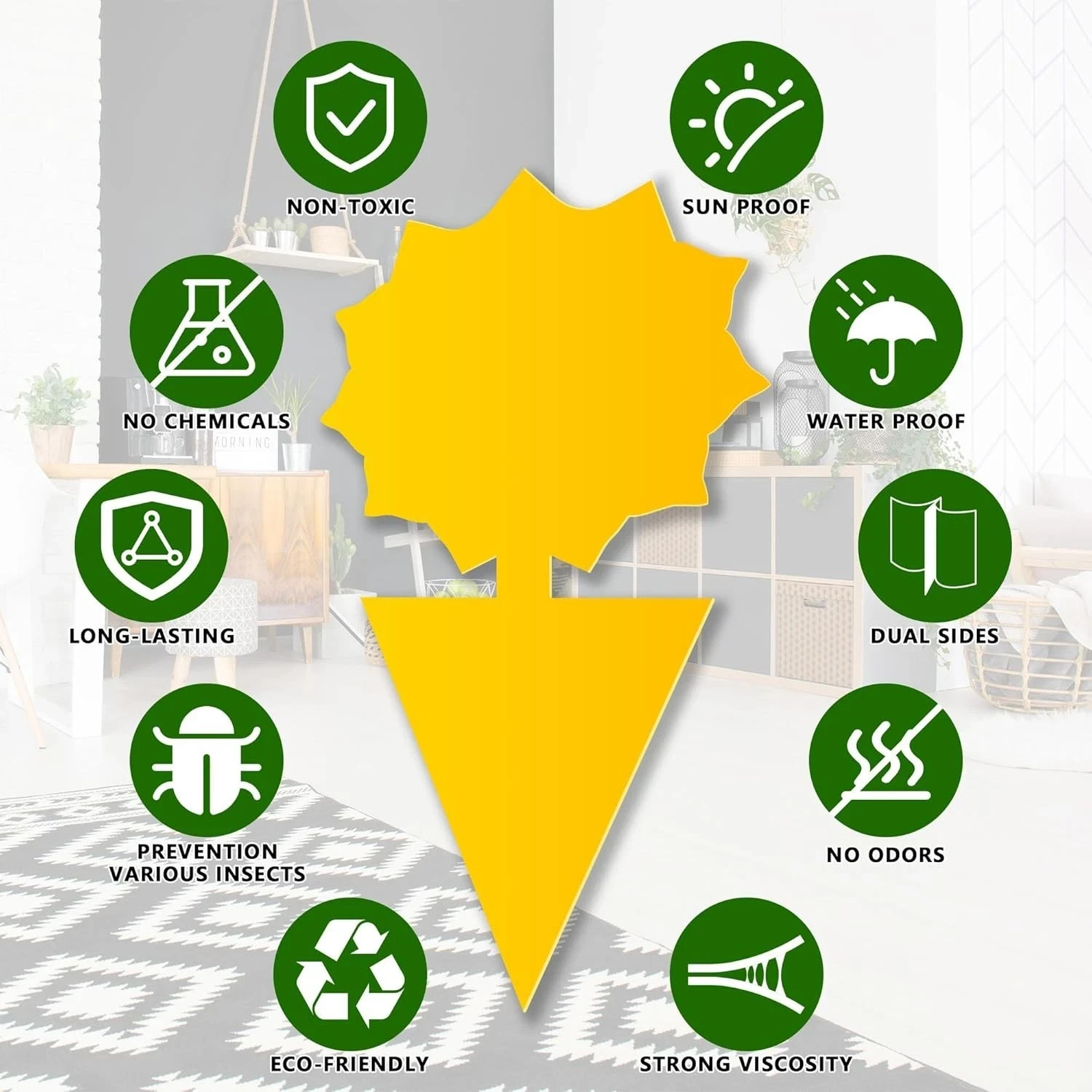 48PCS Sticky Fruit Fly Traps, Fungus Gnat Killer Trap use Indoor Outdoor