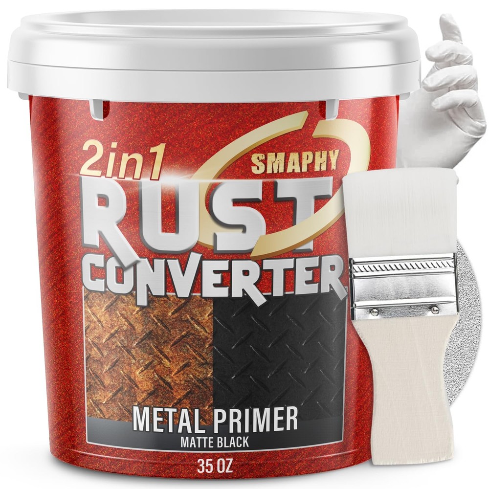 2-in-1 Rust Conveter Automotive, 35 oz Matte Black Rust Conversion Paint for ...
