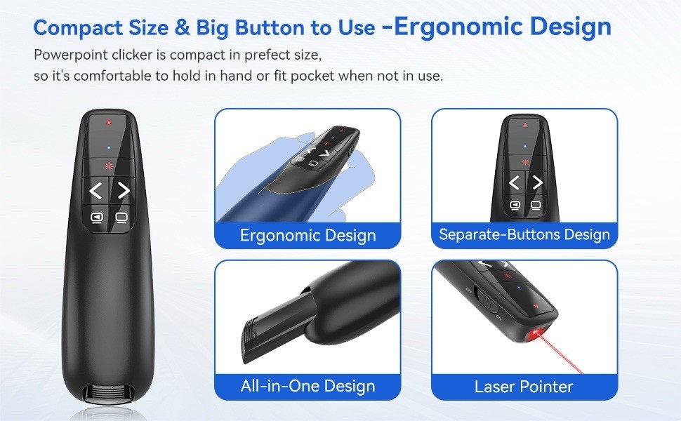 USB Wireless Presentation PowerPoint Clicker Remote With Laser