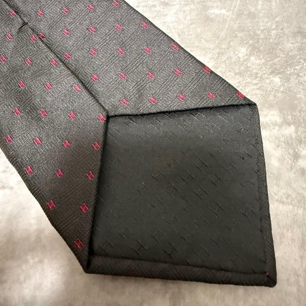 HERMES Tie Black Fasone H Pattern