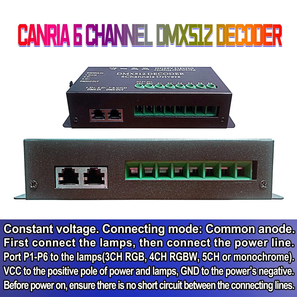 6 Channel DMX512 Decoder LED Controller for RGB RGBW RGBWW Strip Light