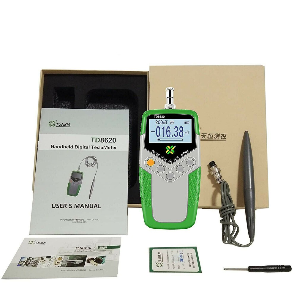 Handheld Gauss Meter with Resolution 10μT Accuracy ±5% Range 200 - 2000mT