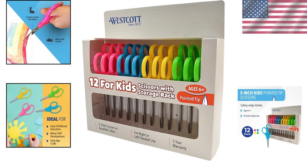 Back to School Essentials: 5-Inch Safety Scissors, 12 Pack