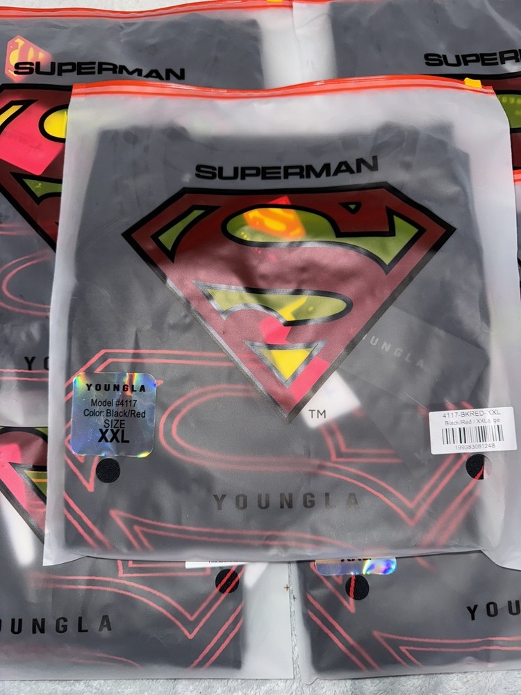 YOUNGLA 4117 SUPERMAN COMPRESSION TEE BLACK/RED UNRELEASED XXL .SUPERBOY VERSION