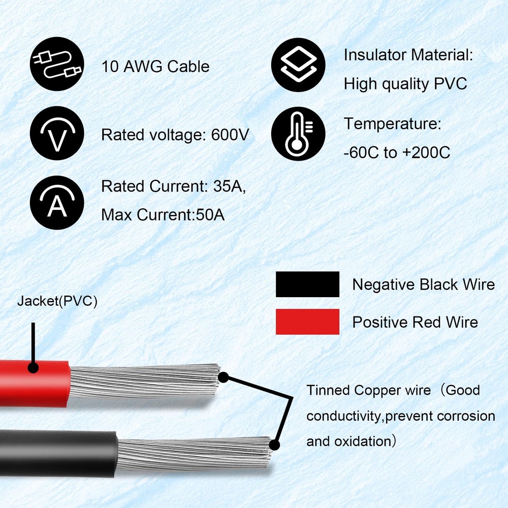 MOOKEERF Solar Panel to SAE Adapter Cable - 10FT 10AWG 10FT,