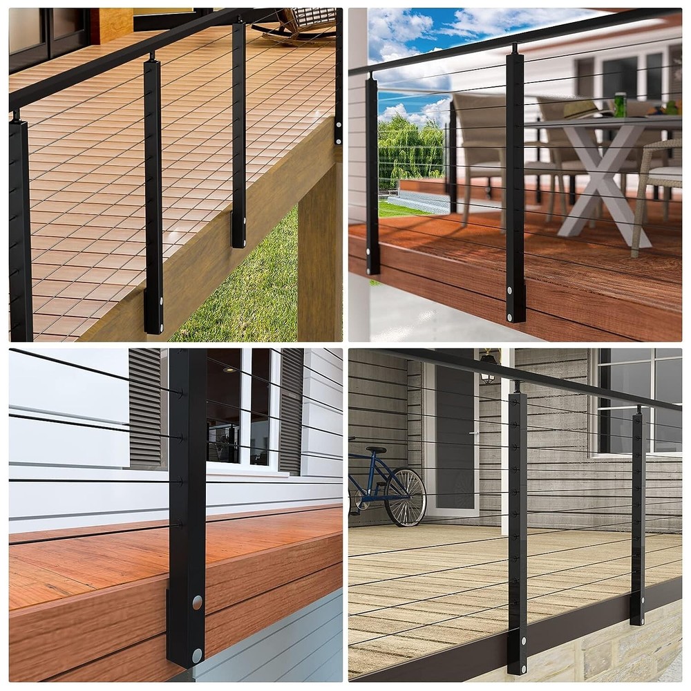 Muzata 42"x2"x2" Level drilled Cable Railing Post PS01 BC4L