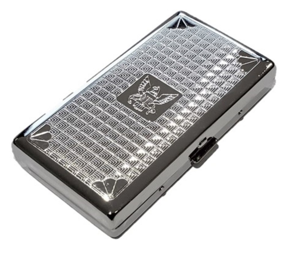 Victorian Style Cigarette Case Double Sided King & 100s Eagle Pattern 4x2inch