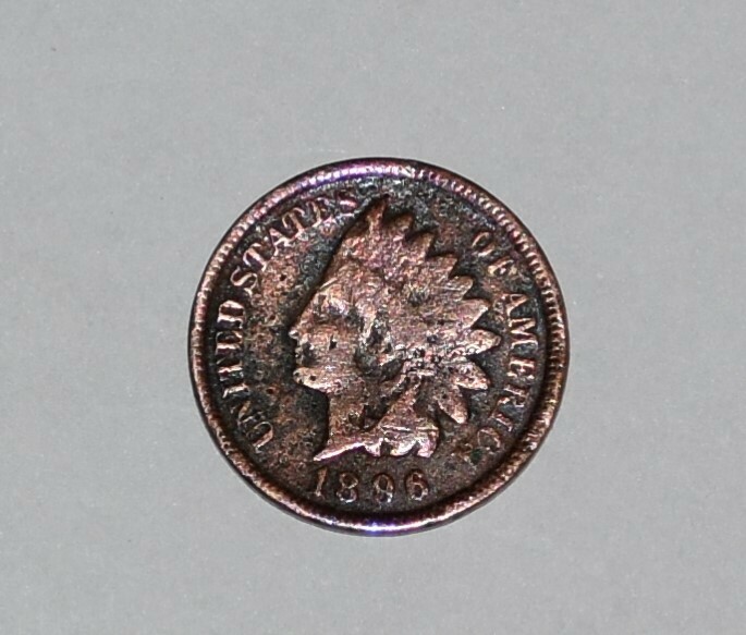 1896 Indian Head One Cent Penny Error Bronze Slight Rainbow Tone Error
