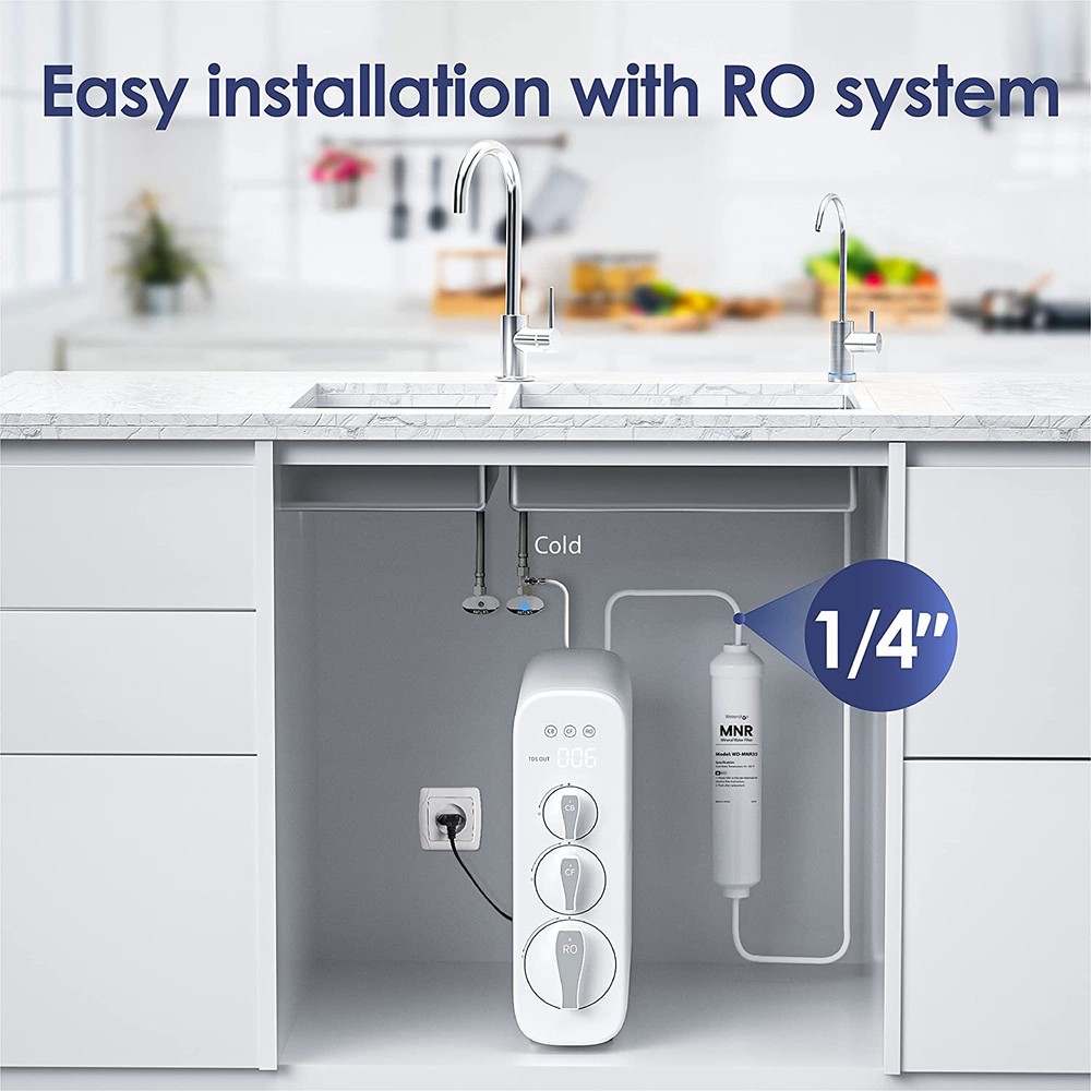 Waterdrop Remineralization Inline Water Filter, 1/4” Quick Connect Post Filter