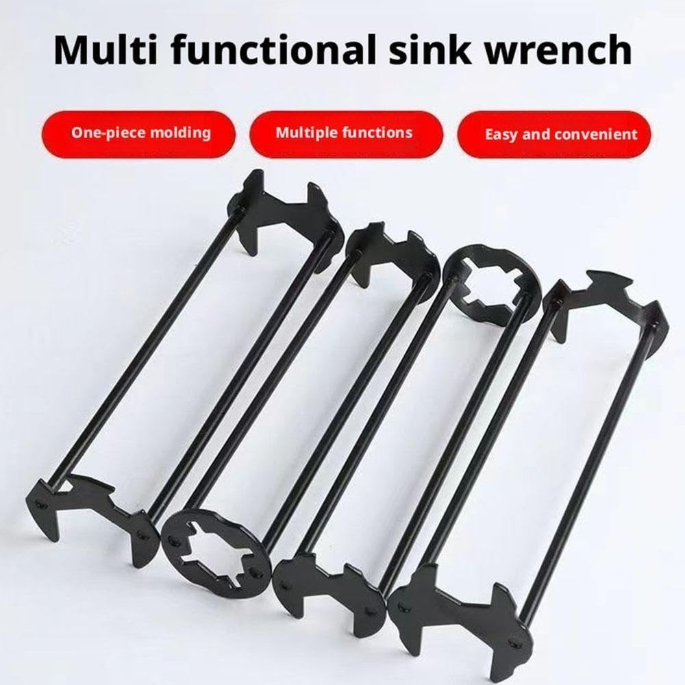 Multifunctional Sink Wrench,Universal Plumbers Tool for Tight Spaces Kitchen--