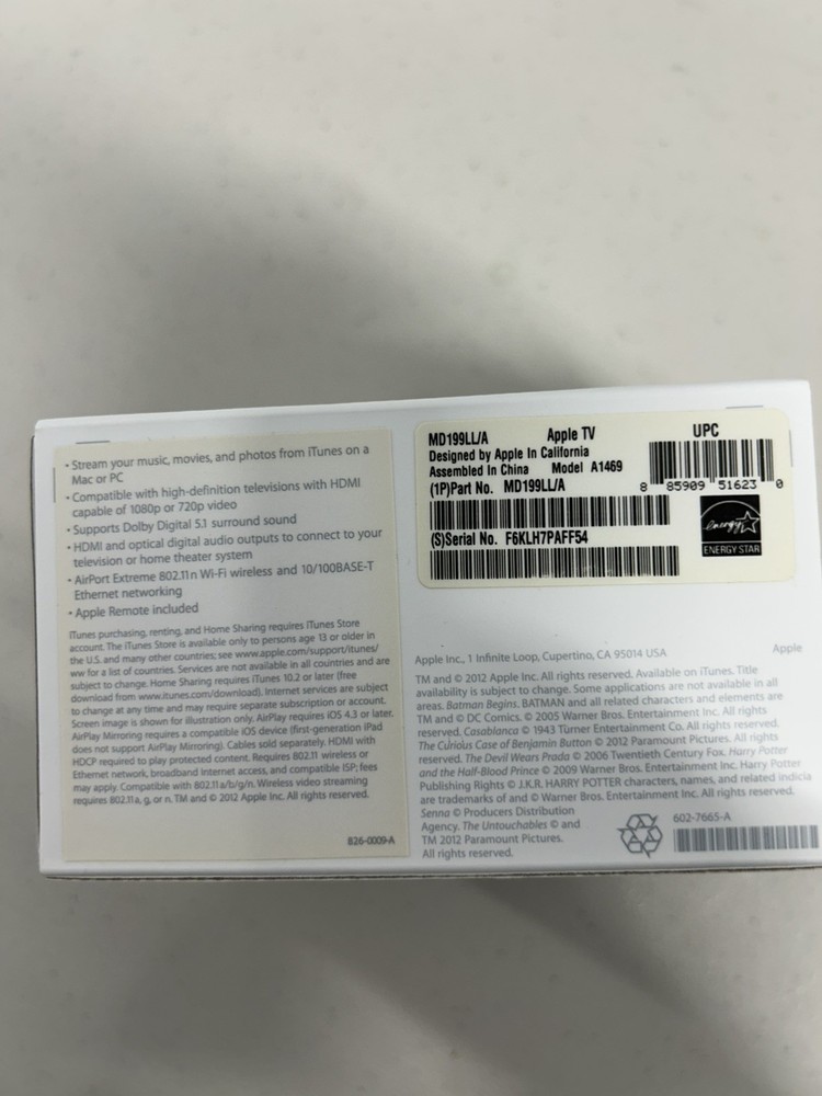 Apple TV MD199LL/A Model A1469