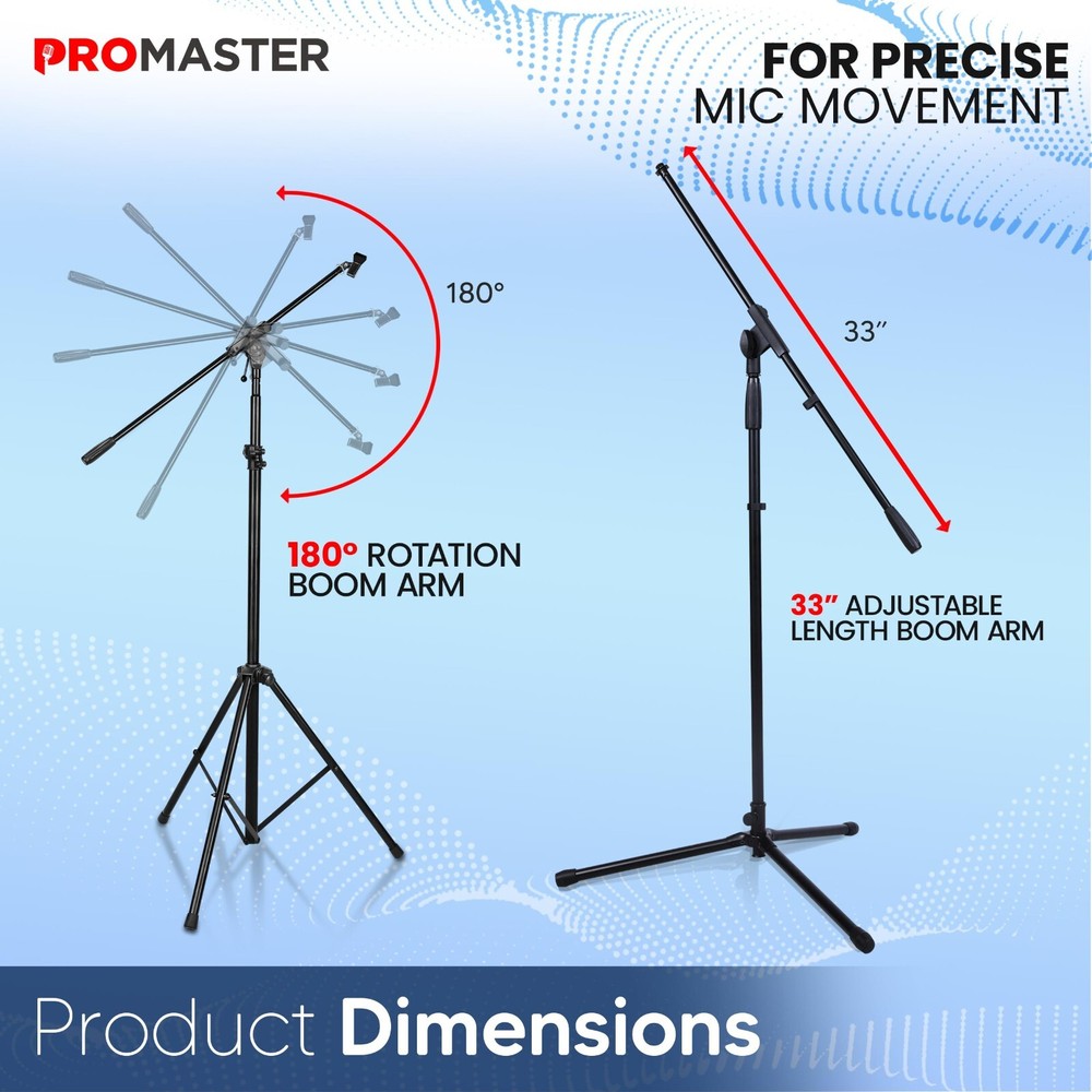 ProMaster Tripod Microphone Stand – Universal & Adjustable Professional Audio
