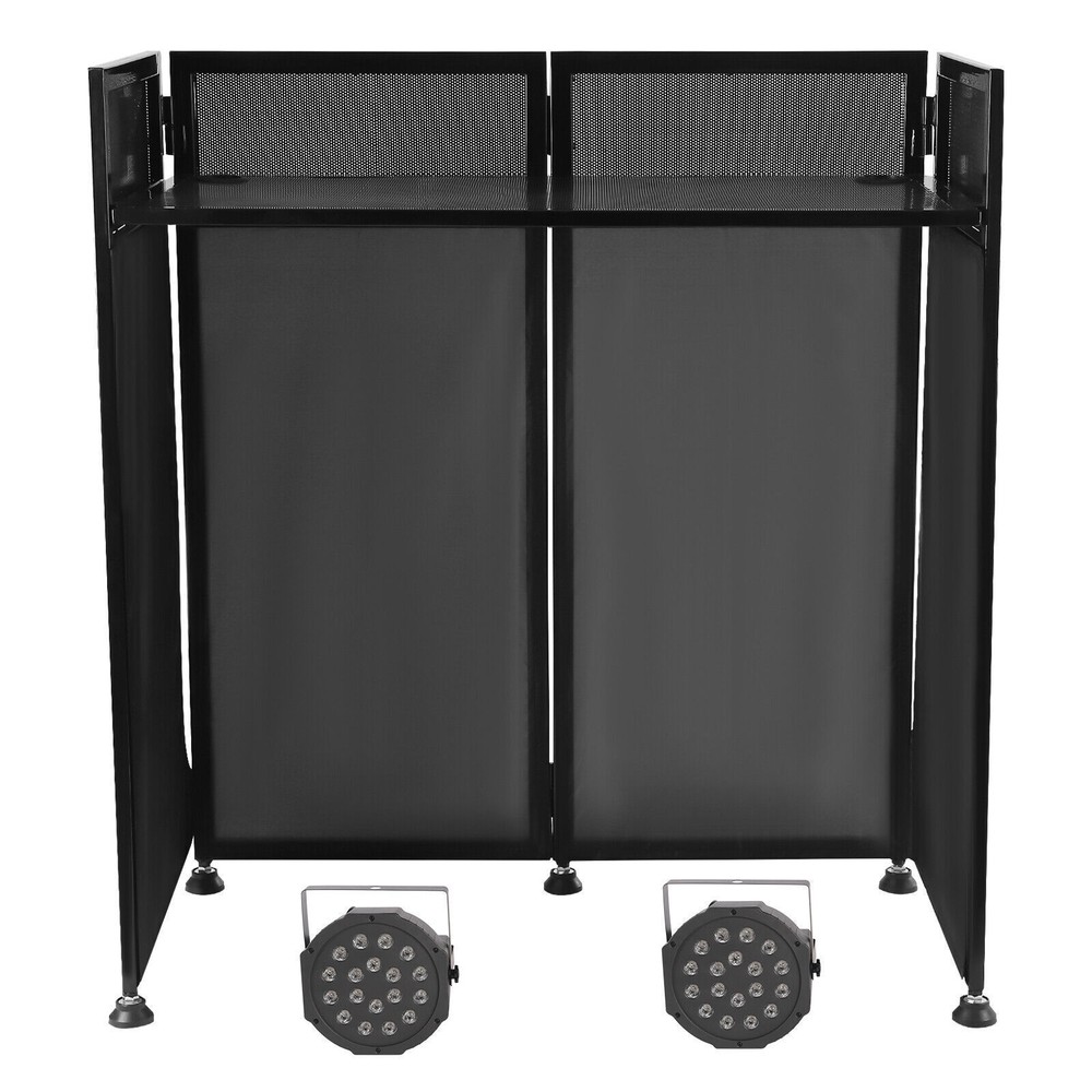 DJ Event Booth Facade with LED Lights, Portable Table & Adjustable Scrims