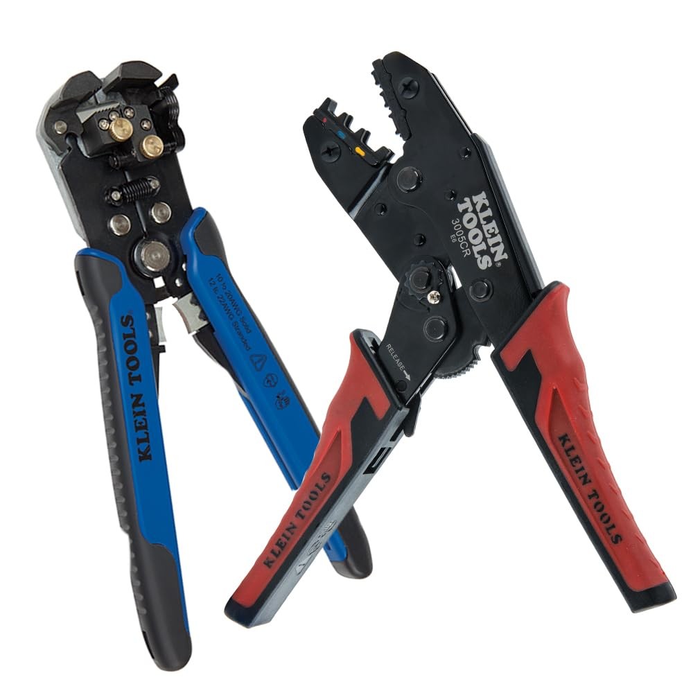 Klein Tools 80013 Wire Stripper / Ratcheting Crimper, Electrical Red, Black
