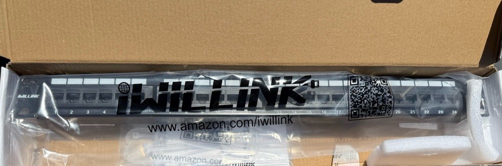 iwillink 24-Port Cat6 Patch Panel, 10Gbps RJ45 Keystone Network Panel for Rack