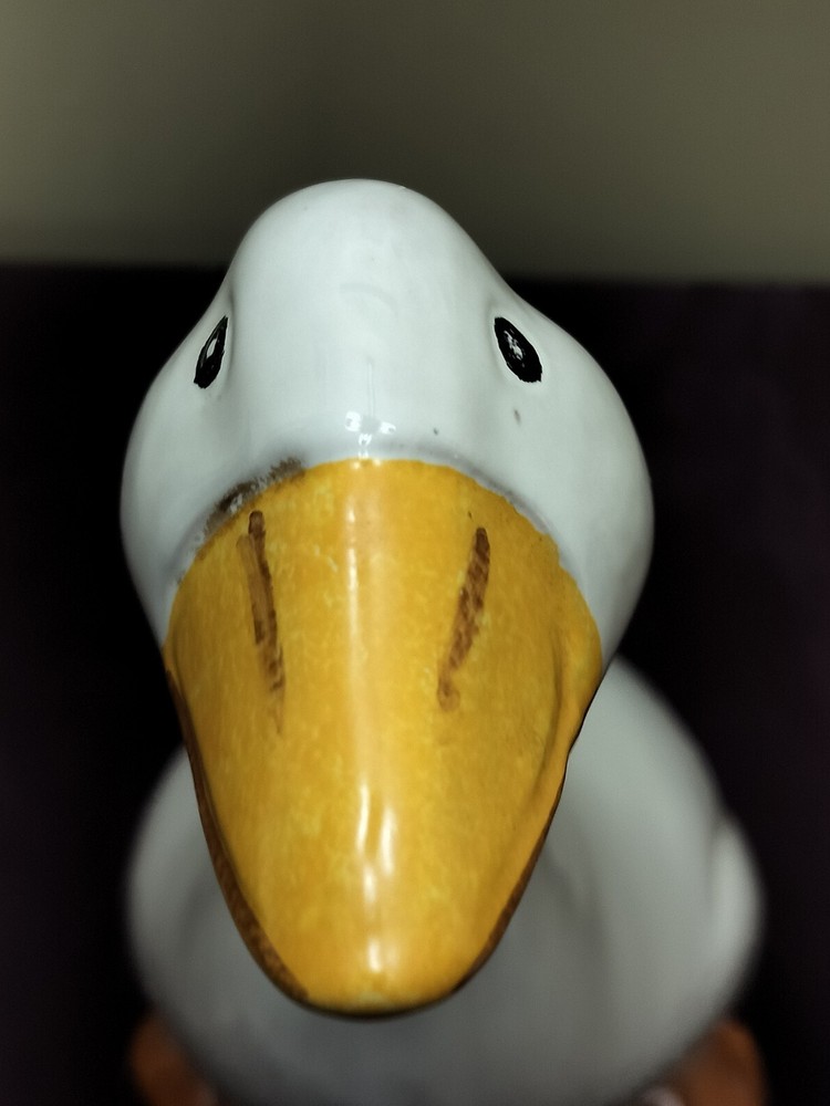 Ceramic White Goose Signed Made In Italy