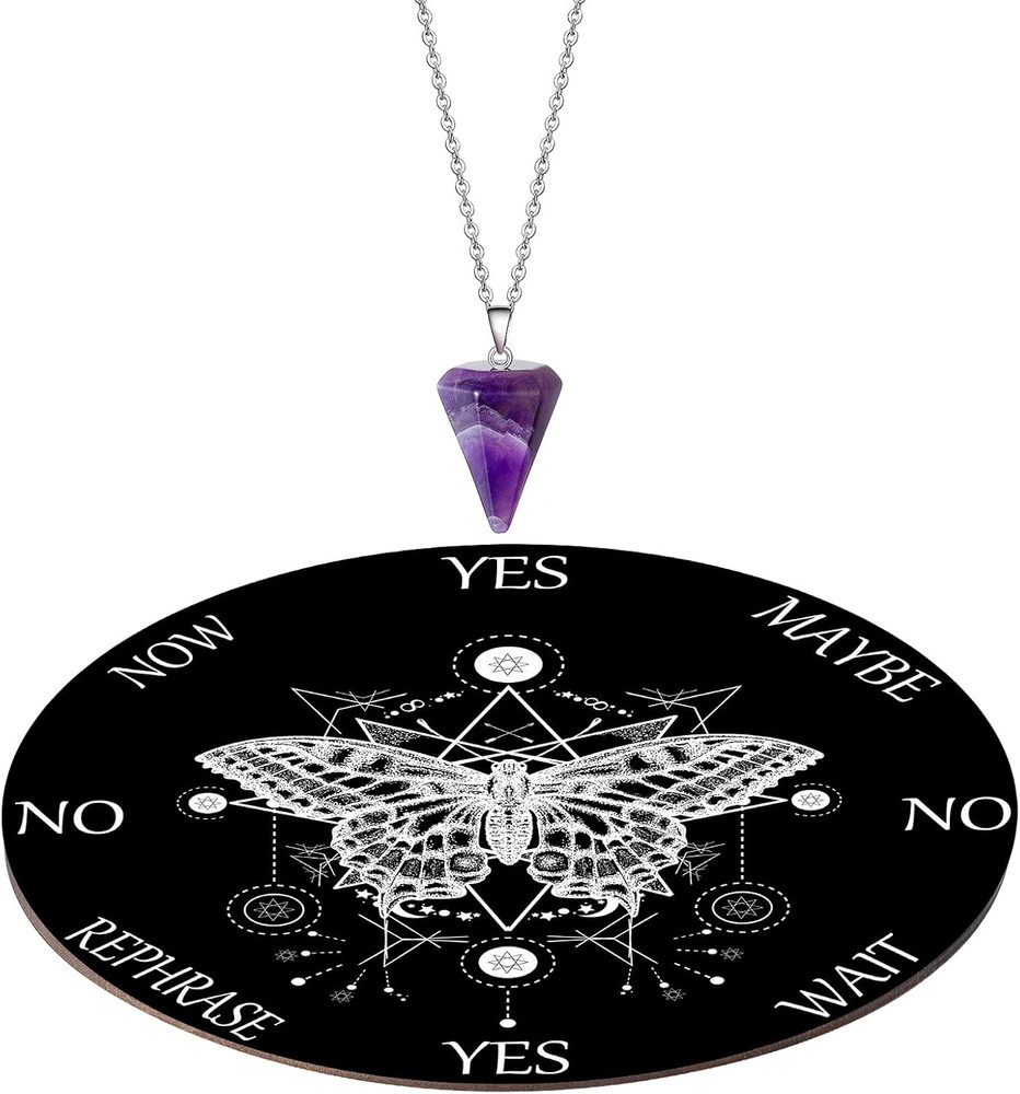 Pendulum Board Set Wooden Dowsing Divination Board Metaphysical Message with ...