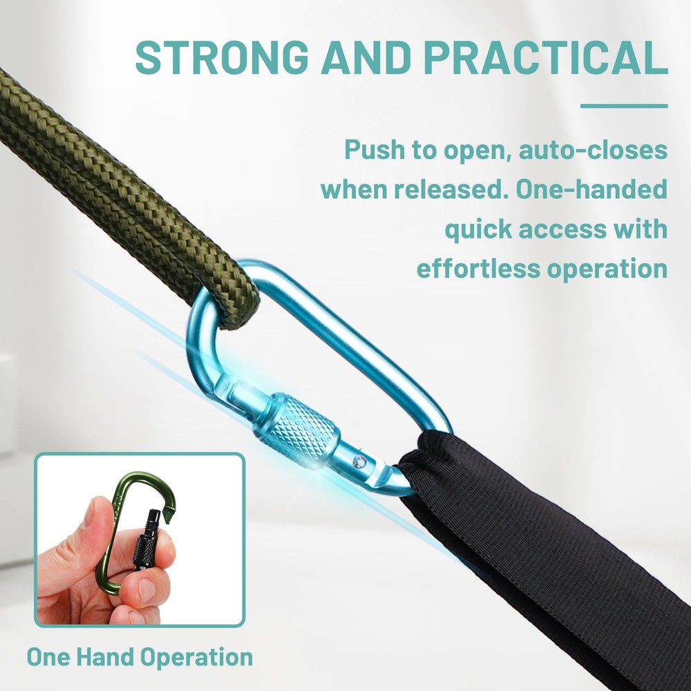 Aluminum Carabiner Clip, Locking Keychain 2.2", 8PACK-Locking Clips