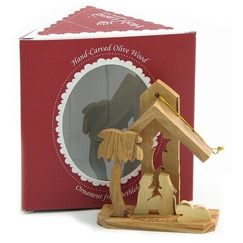 Olive Wood Nativity Ornament